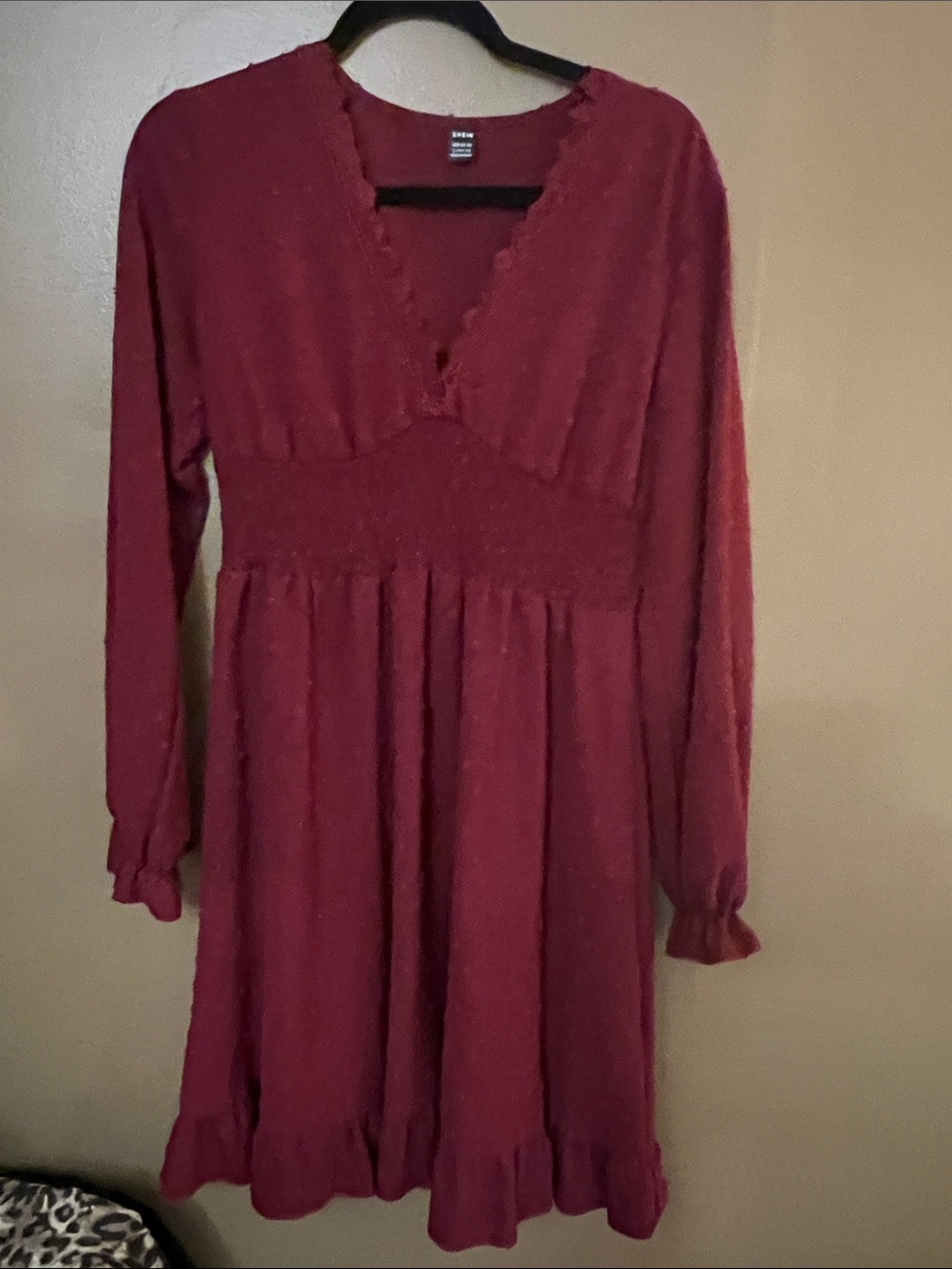 SHEIN Burgundy Textured Dress